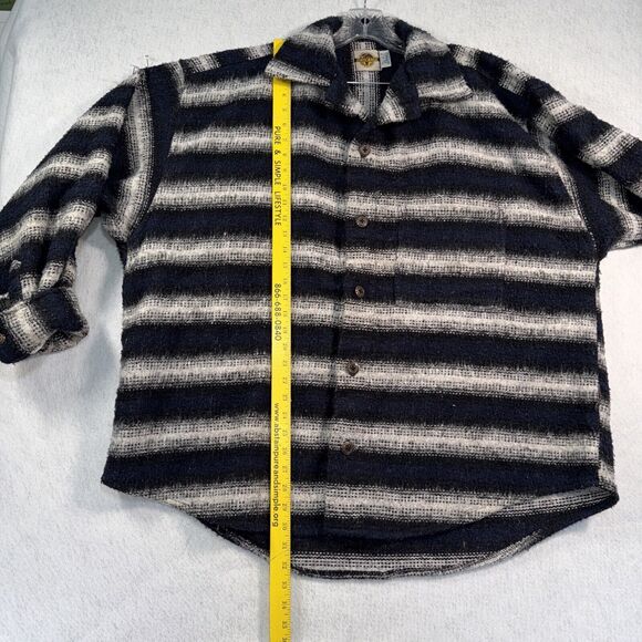 Vintage Earth Ragz Woven Blanket Jacket Men's Sz Large Striped Black Baja - Picture 9 of 12